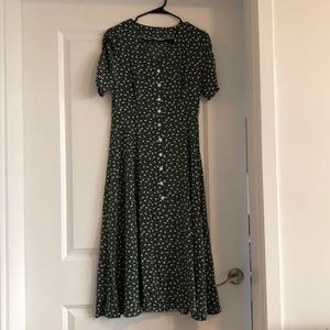 Green floral button down dress